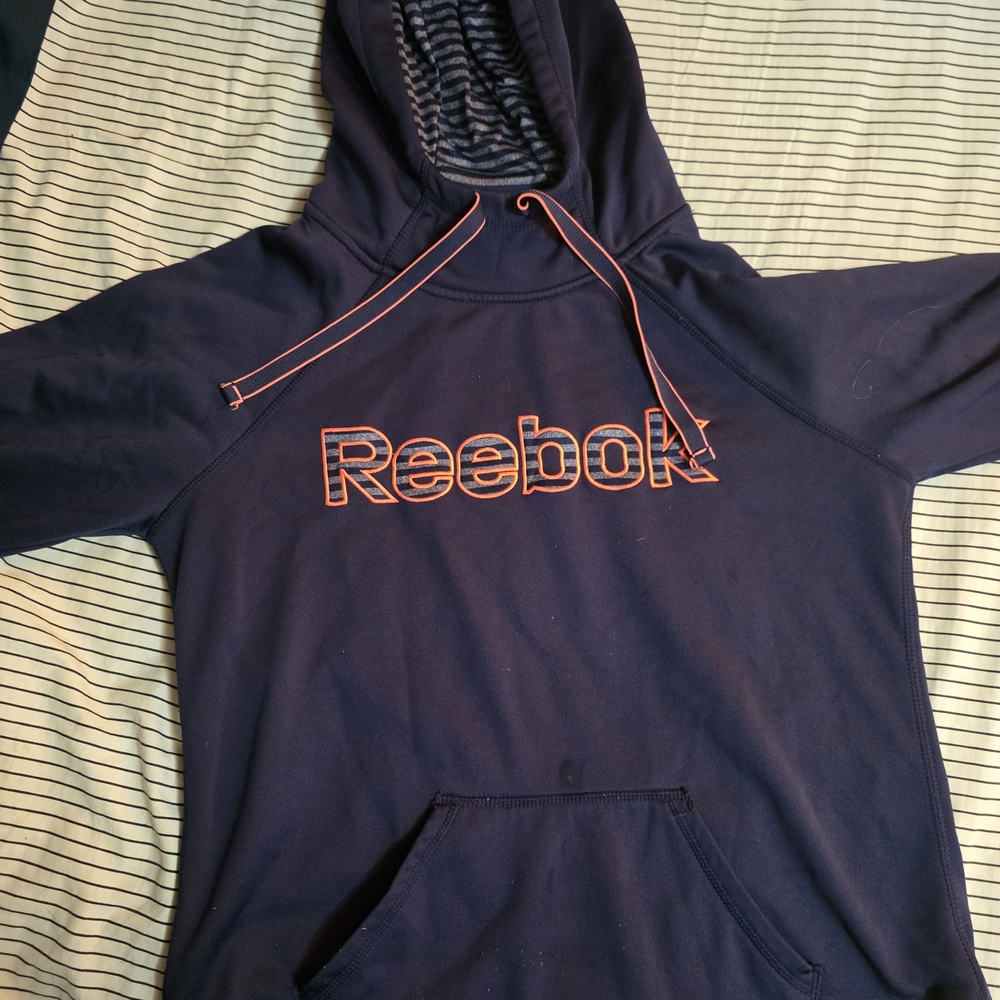 Reebok Navy Hoodie with Orange Accents